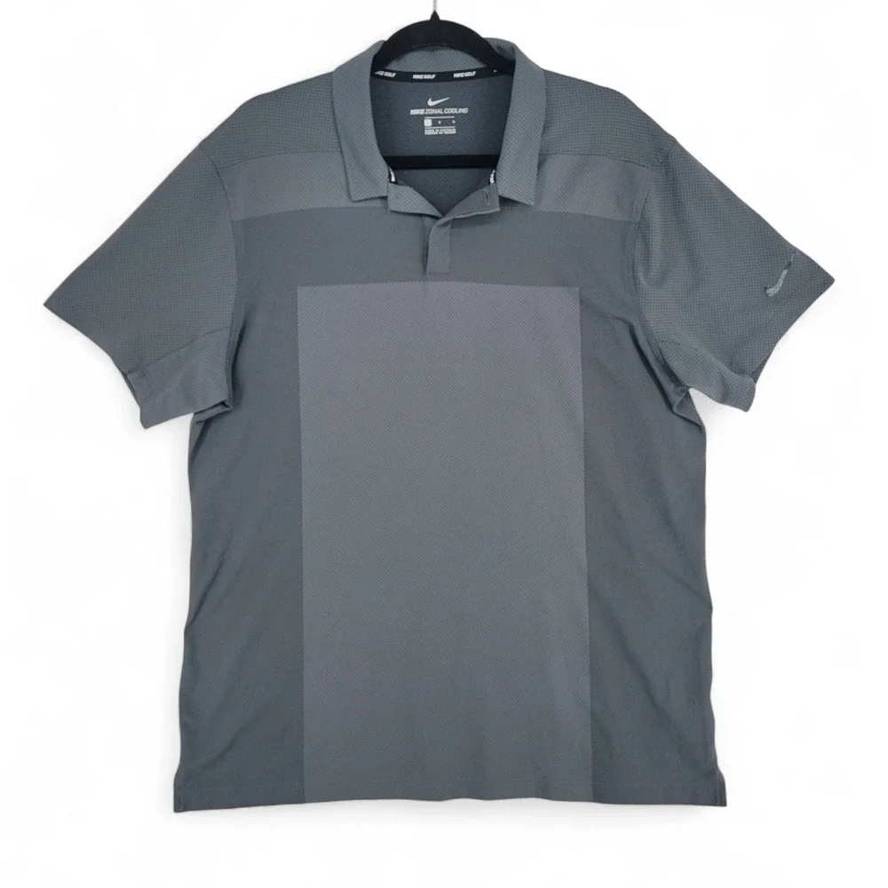 Nike‎ Golf Mens Large Gray Zonal Cooling Dri Fit Polo Shirt Athletic Golfing